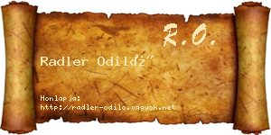 Radler Odiló névjegykártya
